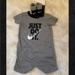 Nike Just Do It 2-Piece Set - Onesie Romper & Booties - NWT - 0-6 Months